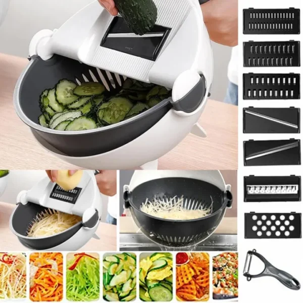 Multi-Function Vegetable Cutter with Drain Basket - Image 2