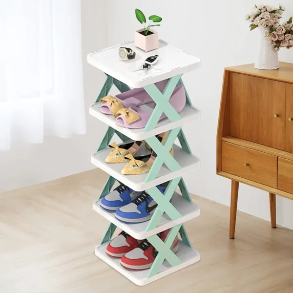 Alaska Plastic Collapsible Shoe Stand – Grey, 5 Shelves, DIY - Image 2