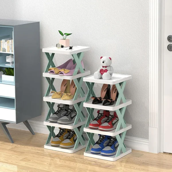Alaska Plastic Collapsible Shoe Stand – Grey, 5 Shelves, DIY - Image 3