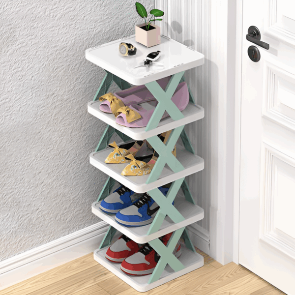 Alaska Plastic Collapsible Shoe Stand – Grey, 5 Shelves, DIY
